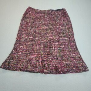 Talbots Petites Tweed Skirt Wool‎ Blend Multicolor Black Lined Womens 10P Flare
